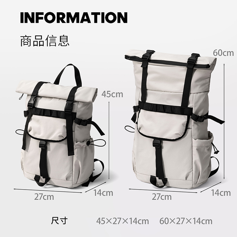 New Men's Roll Mouth Expandabl - Canvas Backpack Casual ulasan dan harga
