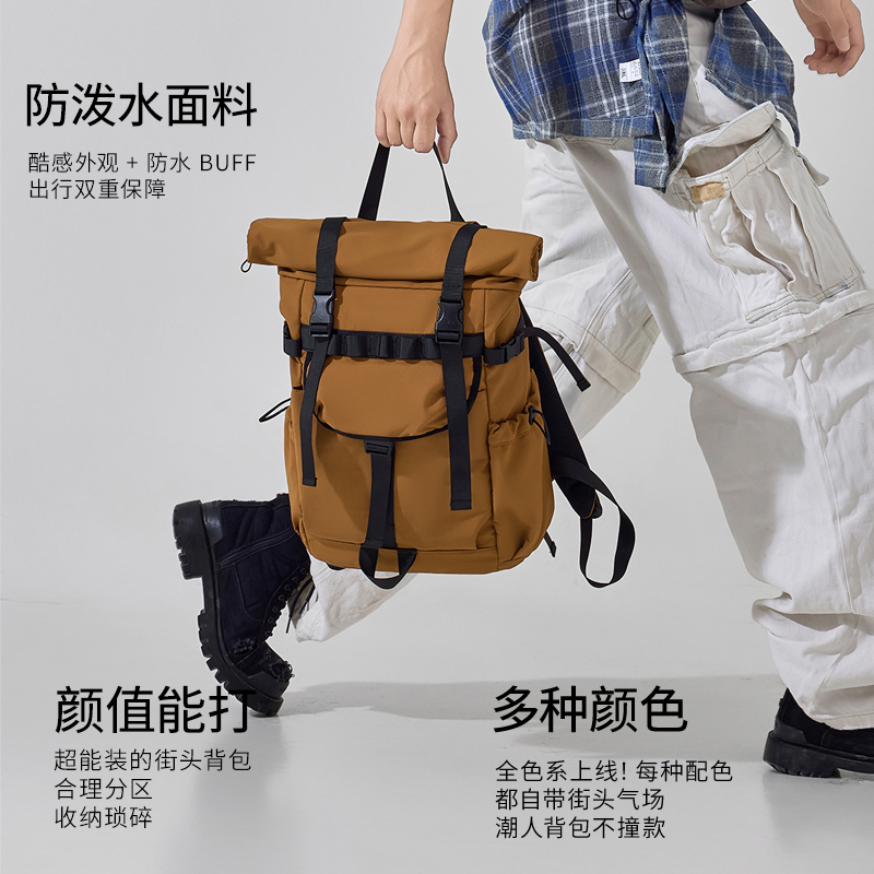New Men's Roll Mouth Expandabl - Canvas Backpack Casual ulasan dan harga