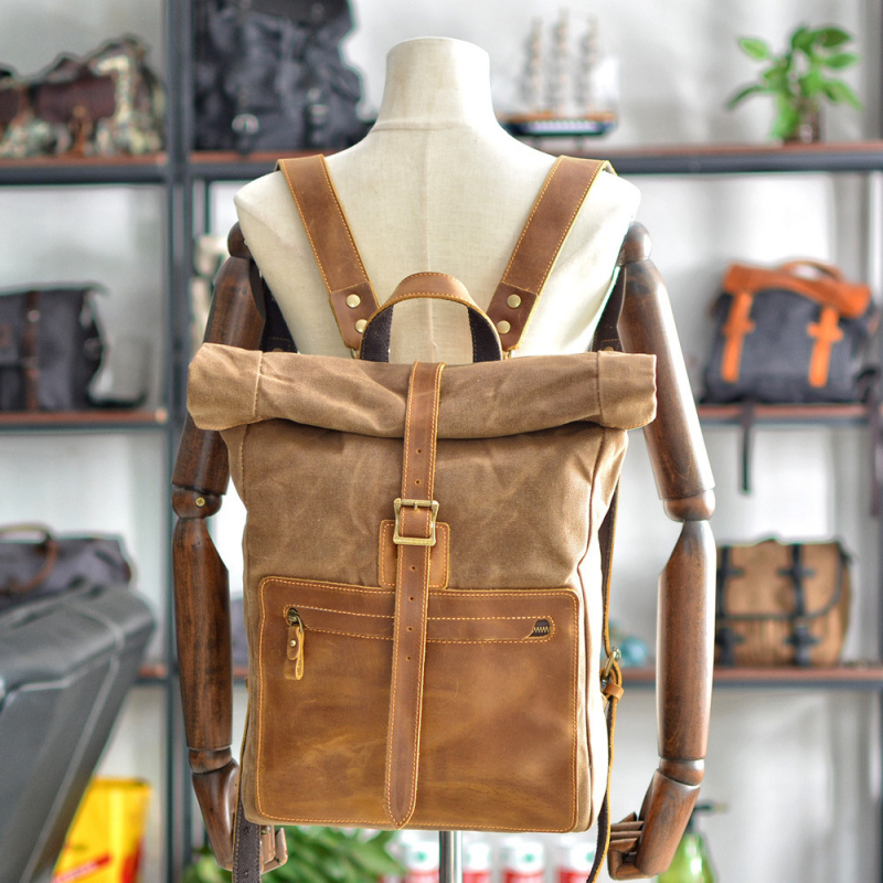 New simple and retro wax canva - Canvas Backpack Casual ulasan dan harga